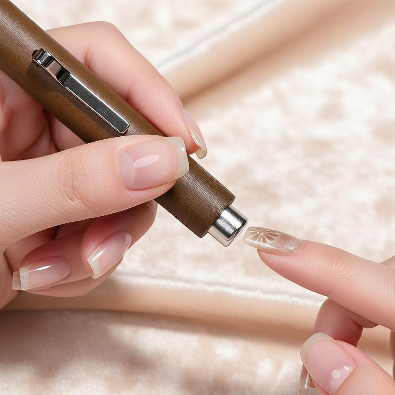 Contour Palette Stick - 3-in-1 キャットアイネイルマグネットワンド 木製ハンドル 強力マグネットスティック DIYジェルネイルアート ホームサロン